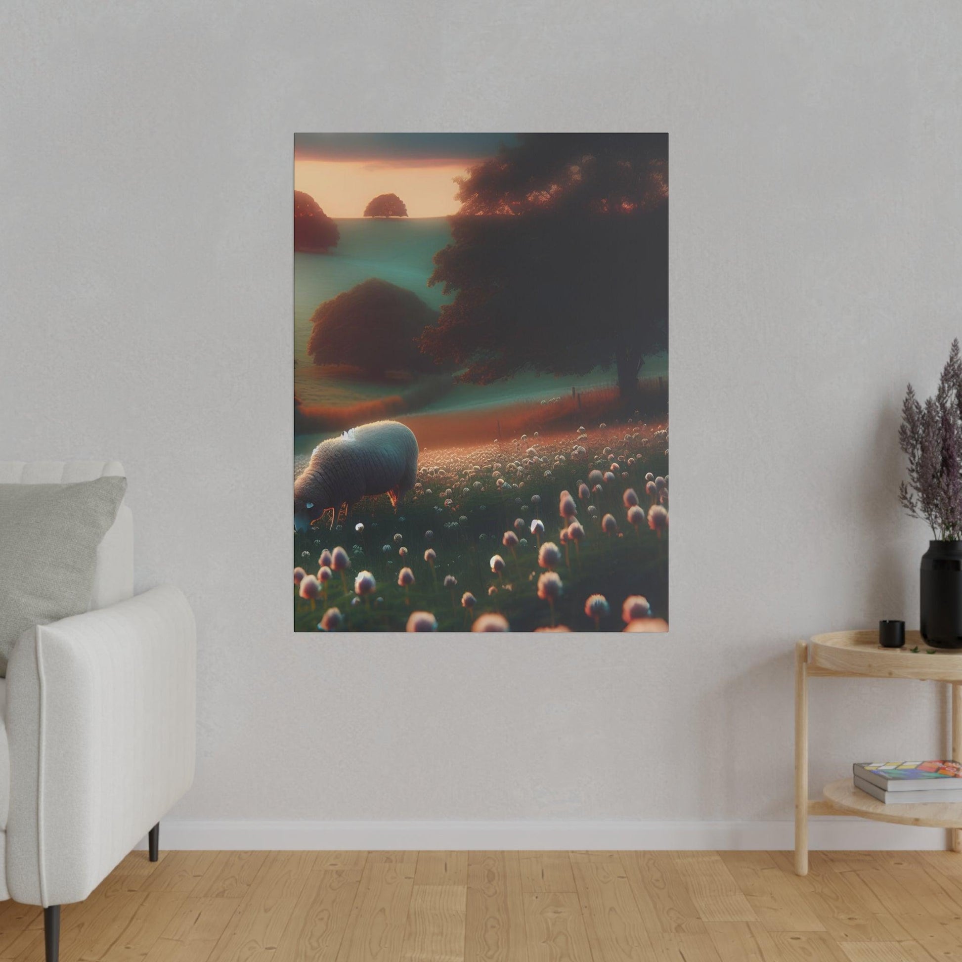 "Whispering Meadows Sheep Canvas Wall Art" - The Alice Gallery