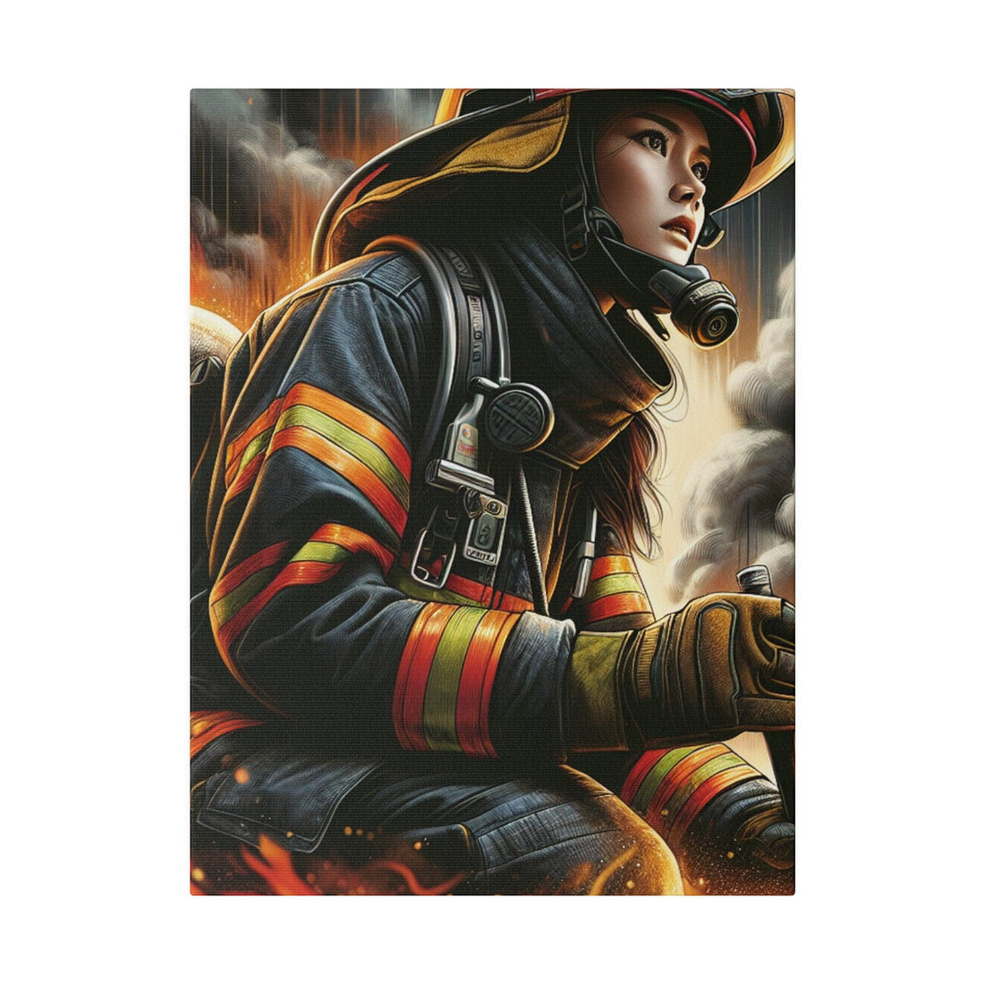 "Blaze Valor: Firefighter's Tribute Canvas Wall Art" - Canvas - The Alice Gallery
