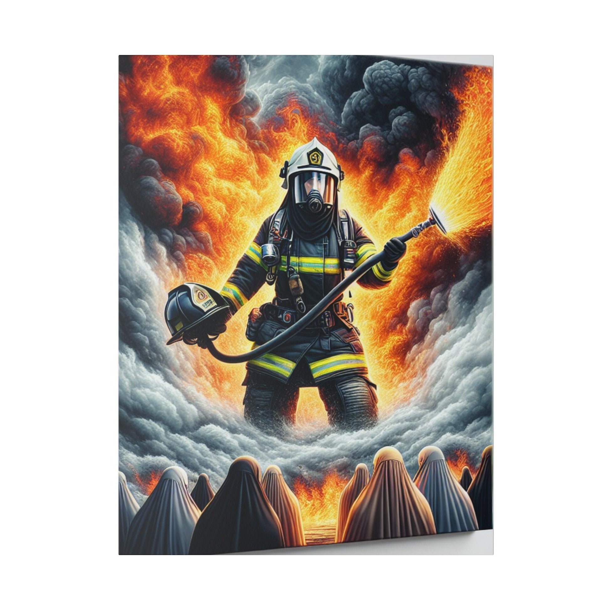 "Blaze Valor: A Firefighter's Journey Canvas Wall Art" - Canvas - The Alice Gallery