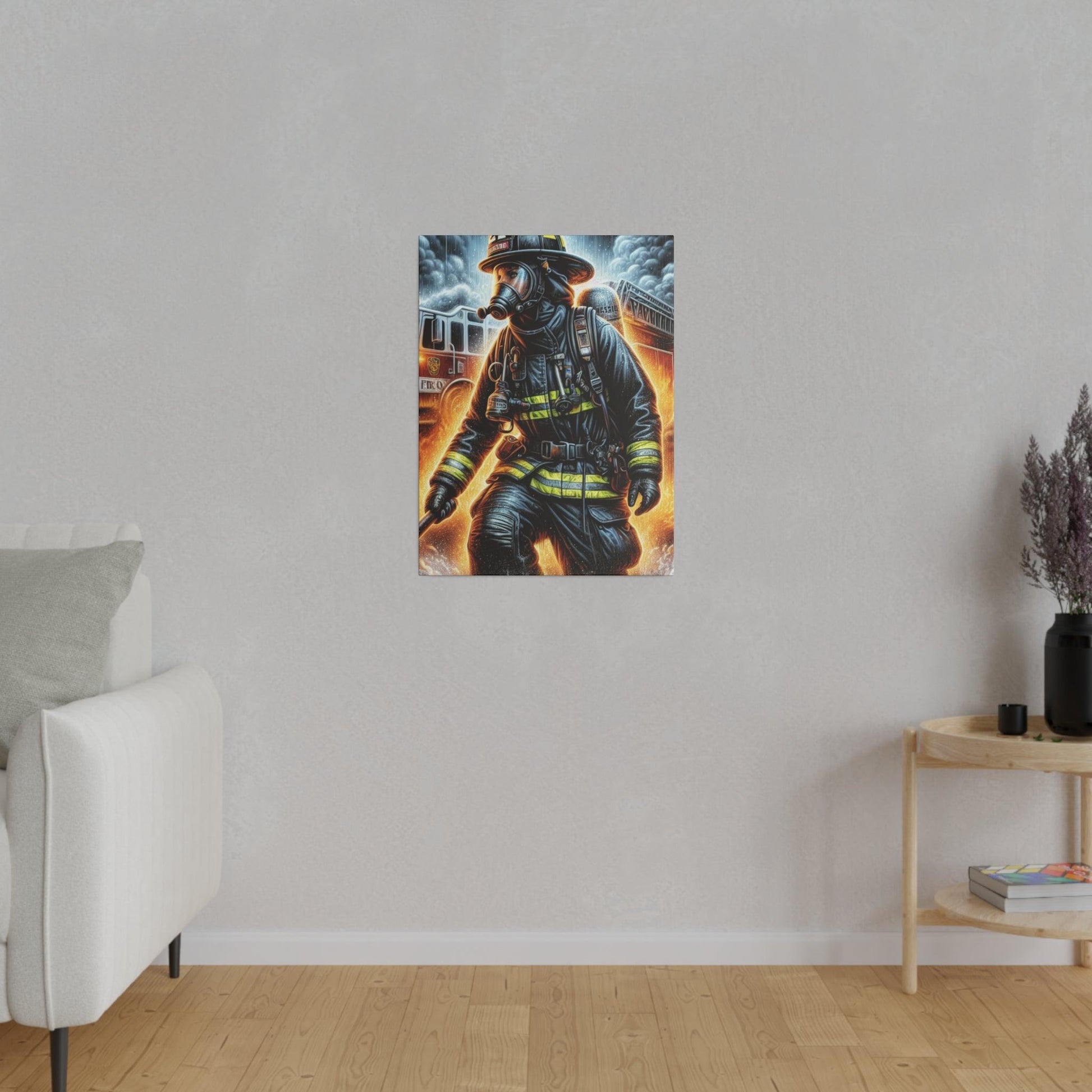 "Blaze Bravery: Firefighter’s Canvas Wall Art" - Canvas - The Alice Gallery