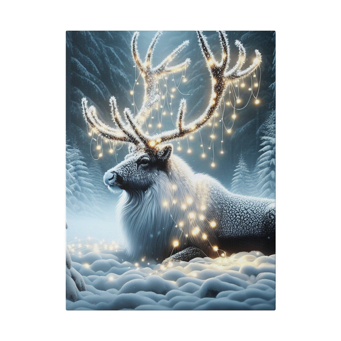 "Mystic Reindeer Reflection: An Enchanted Canvas Wall Art" - The Alice Gallery