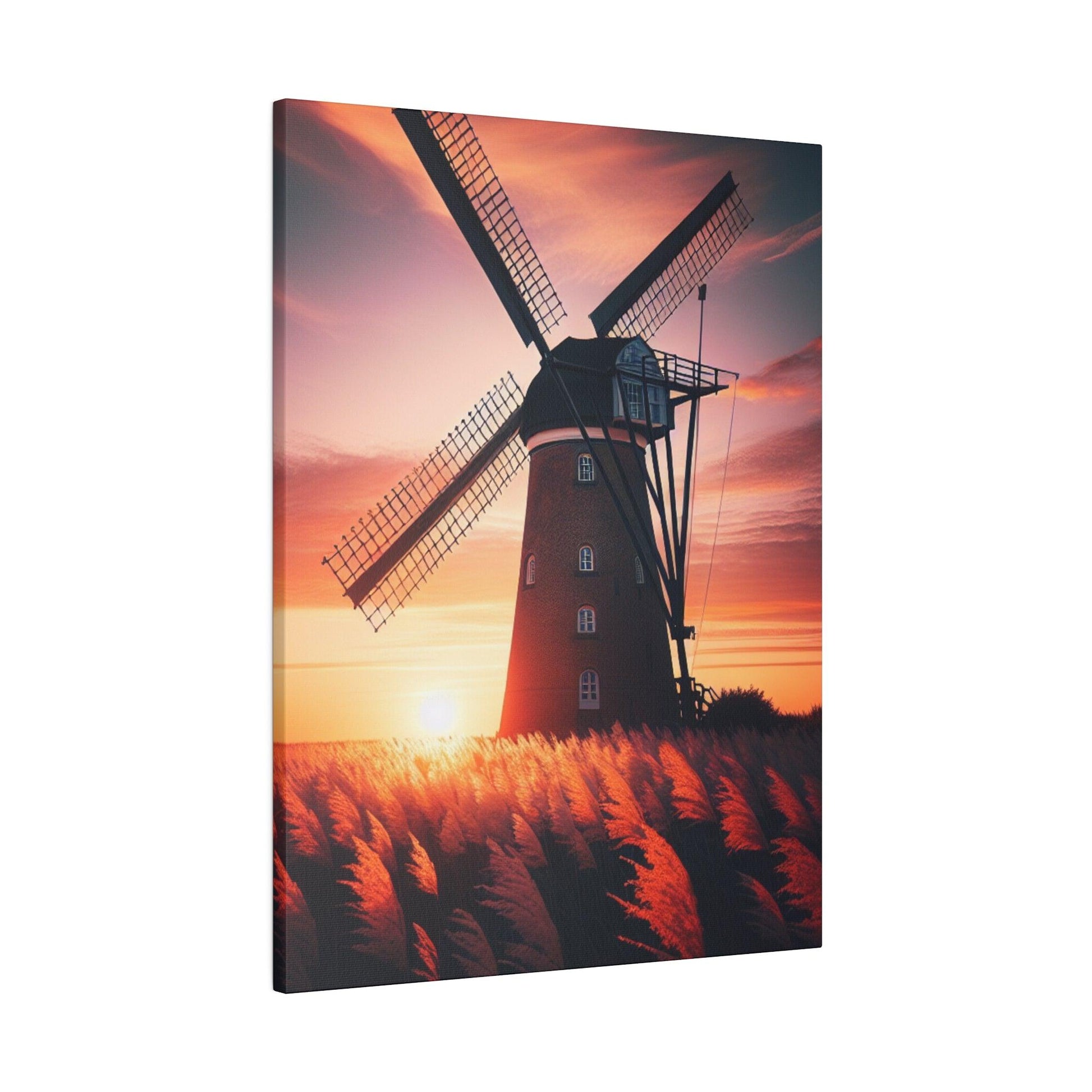"Windmill Whispers: Rustic Canvas Wall Art" - The Alice Gallery
