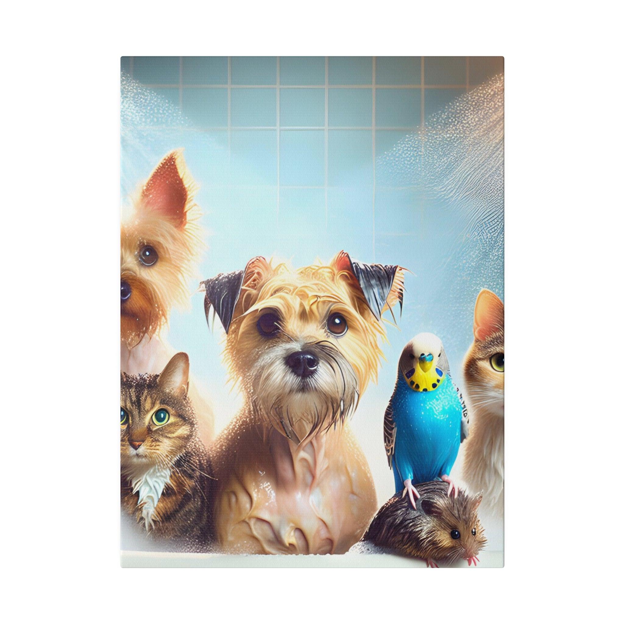 "Splash 'n' Frolic: Animals in the Bathtub Canvas Wall Art" - The Alice Gallery