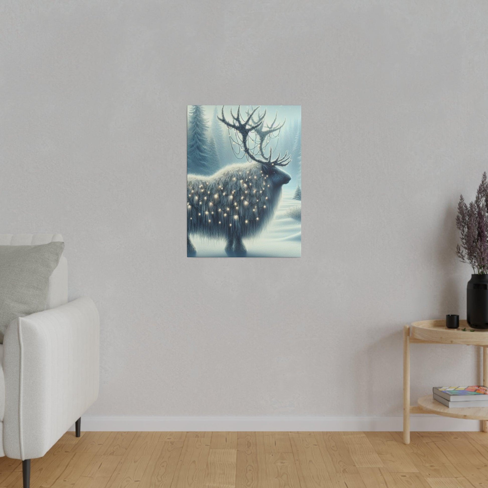 "Arctic Majesty: Stunning Reindeer Silhouette Canvas Wall Art" - The Alice Gallery