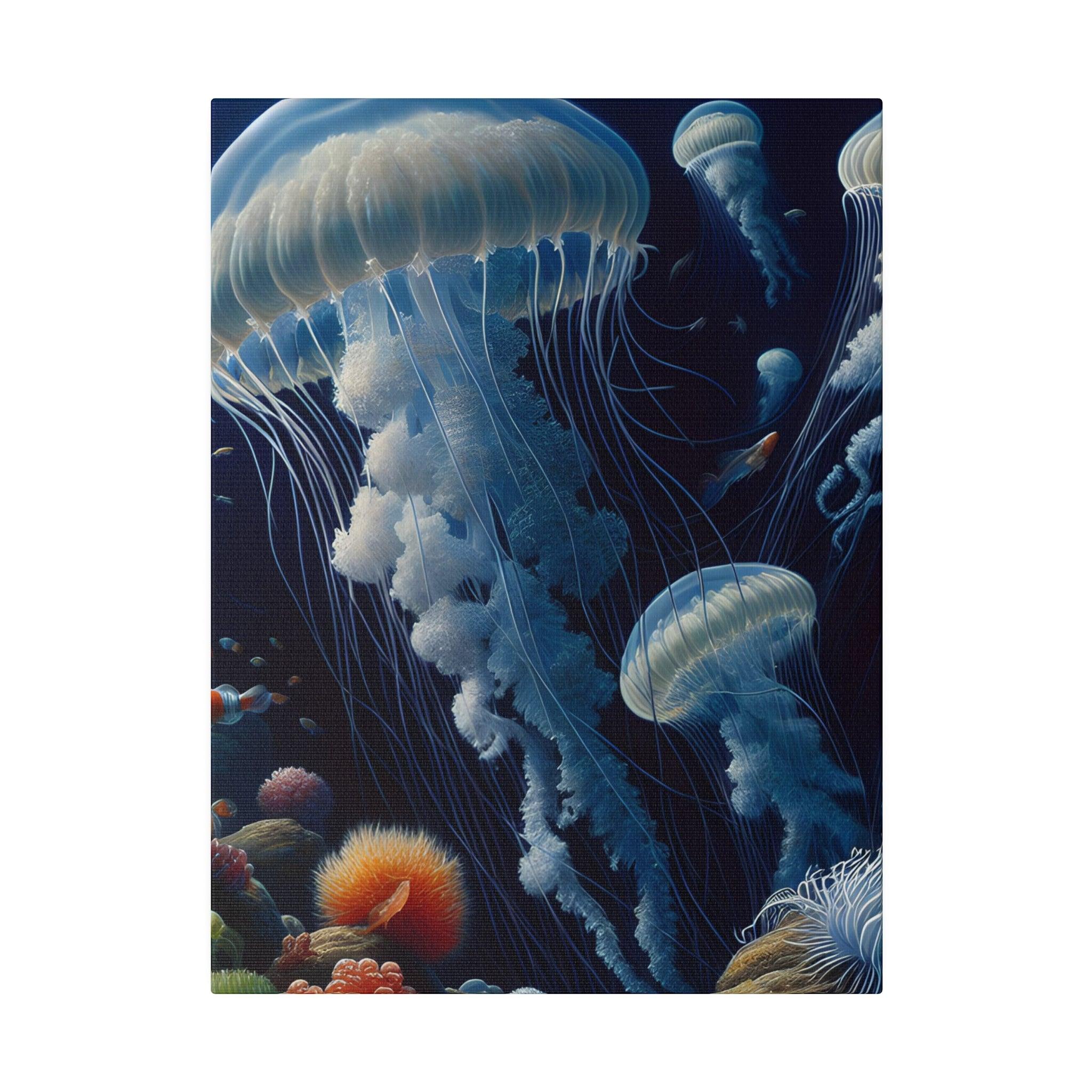 "Whispering Waves: Jellyfish Dreams Canvas Wall Art" - The Alice Gallery