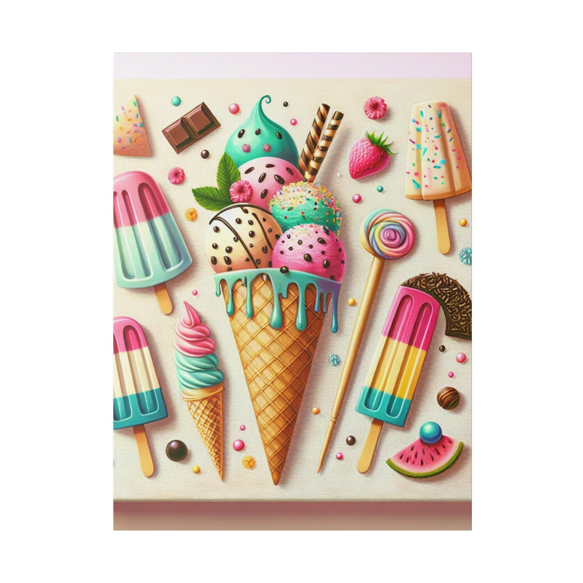 "Scoop of Serenity: Ice Cream Inspired Canvas Wall Art" - The Alice Gallery