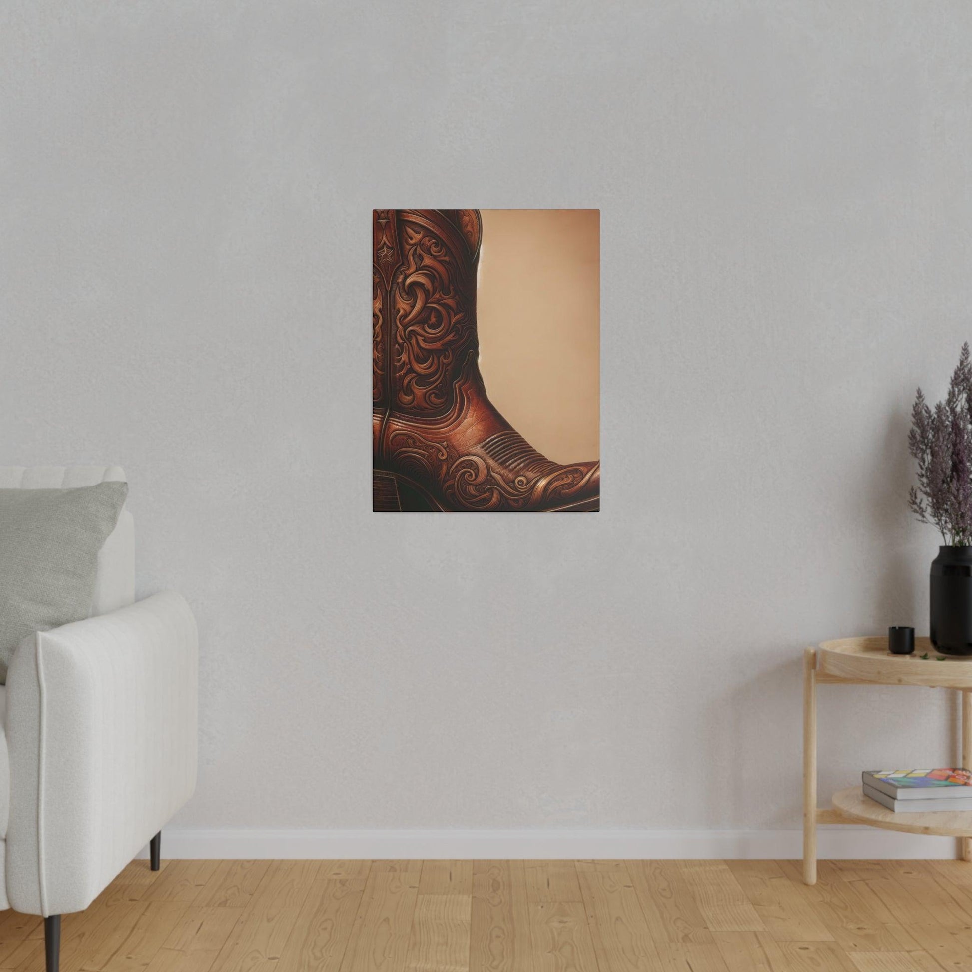 "Western Whisper: The Rustic Cowboy Boots Canvas Wall Art" - The Alice Gallery