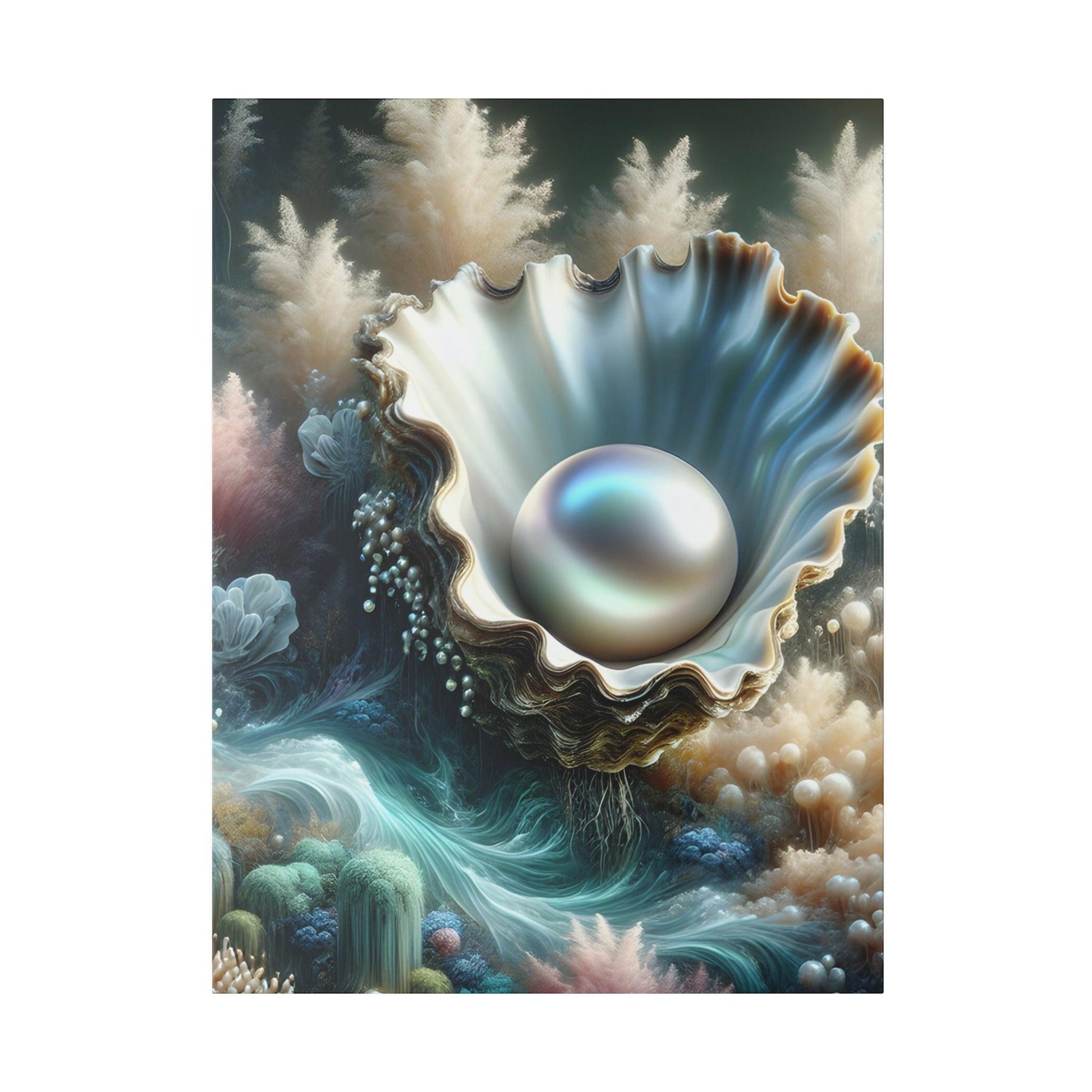 "Oyster Oasis: Timeless Elegance Canvas Wall Art" - The Alice Gallery