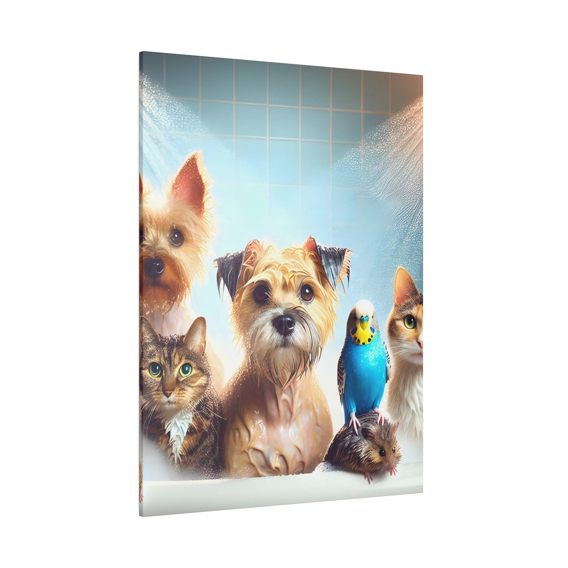 "Splash 'n' Frolic: Animals in the Bathtub Canvas Wall Art" - The Alice Gallery