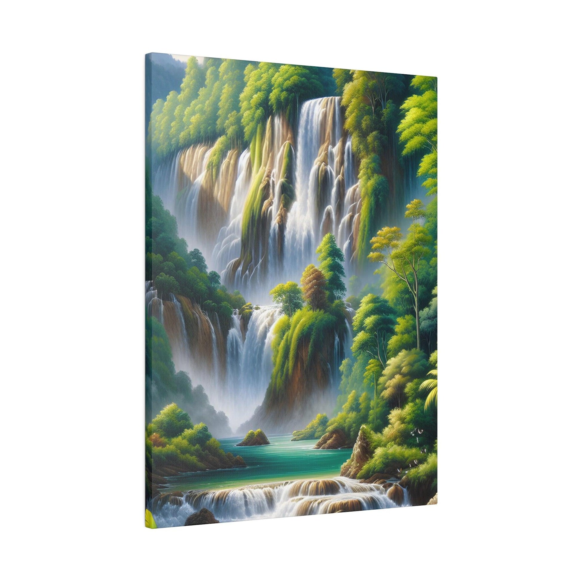 "Whispering Waterfall Radiance: Canvas Wall Art" - The Alice Gallery