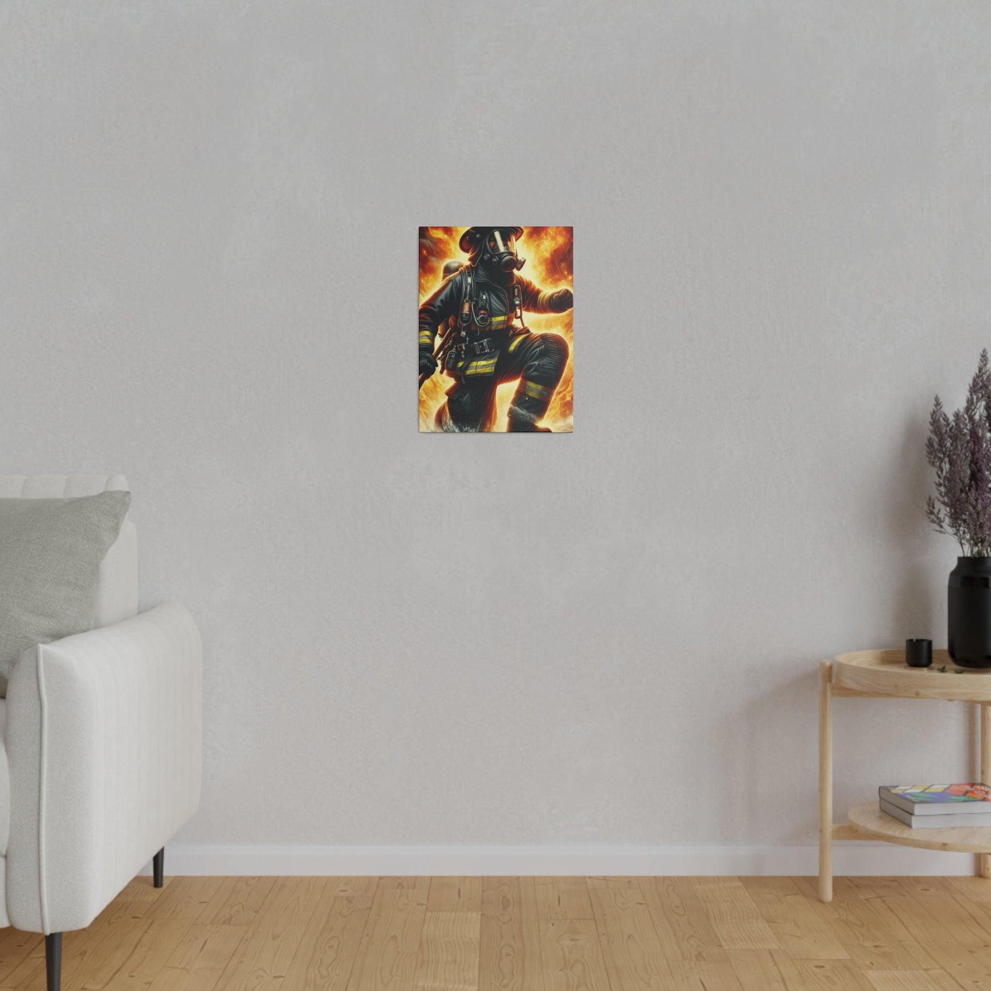 "Braveheart Blaze: Firefighter's Resilience Canvas Wall Art" - Canvas - The Alice Gallery