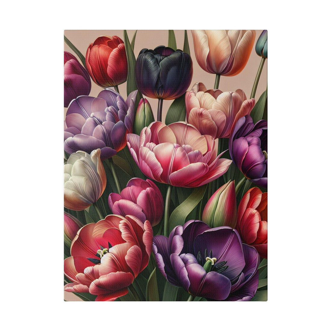 "Blooming Elegance: Tulip Symphony Canvas Wall Art" - The Alice Gallery