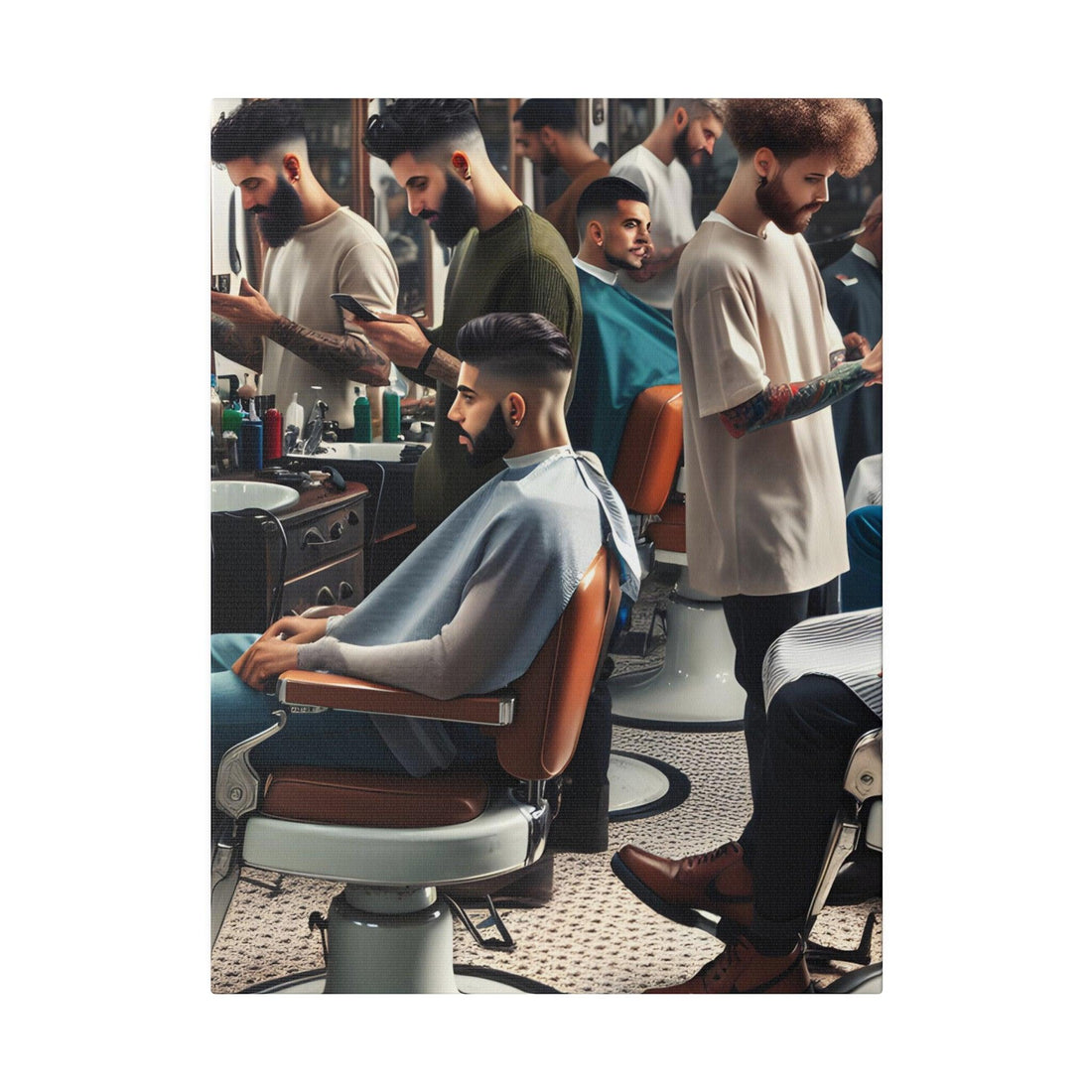 "Trimmed Elegance: Barber Shop Canvas Mastery Art" - The Alice Gallery