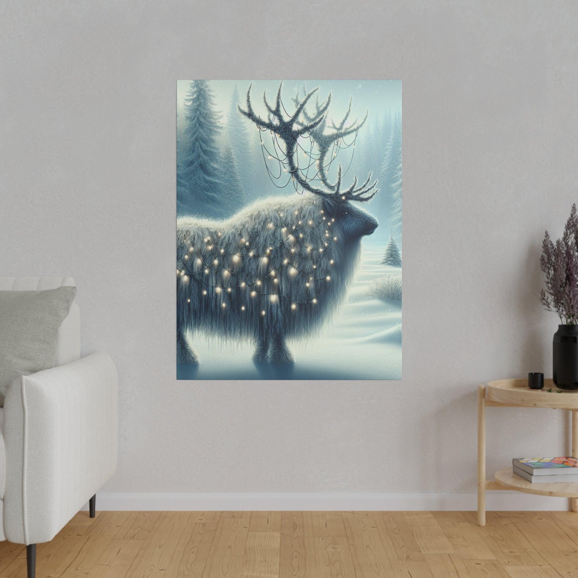 "Arctic Majesty: Stunning Reindeer Silhouette Canvas Wall Art" - The Alice Gallery