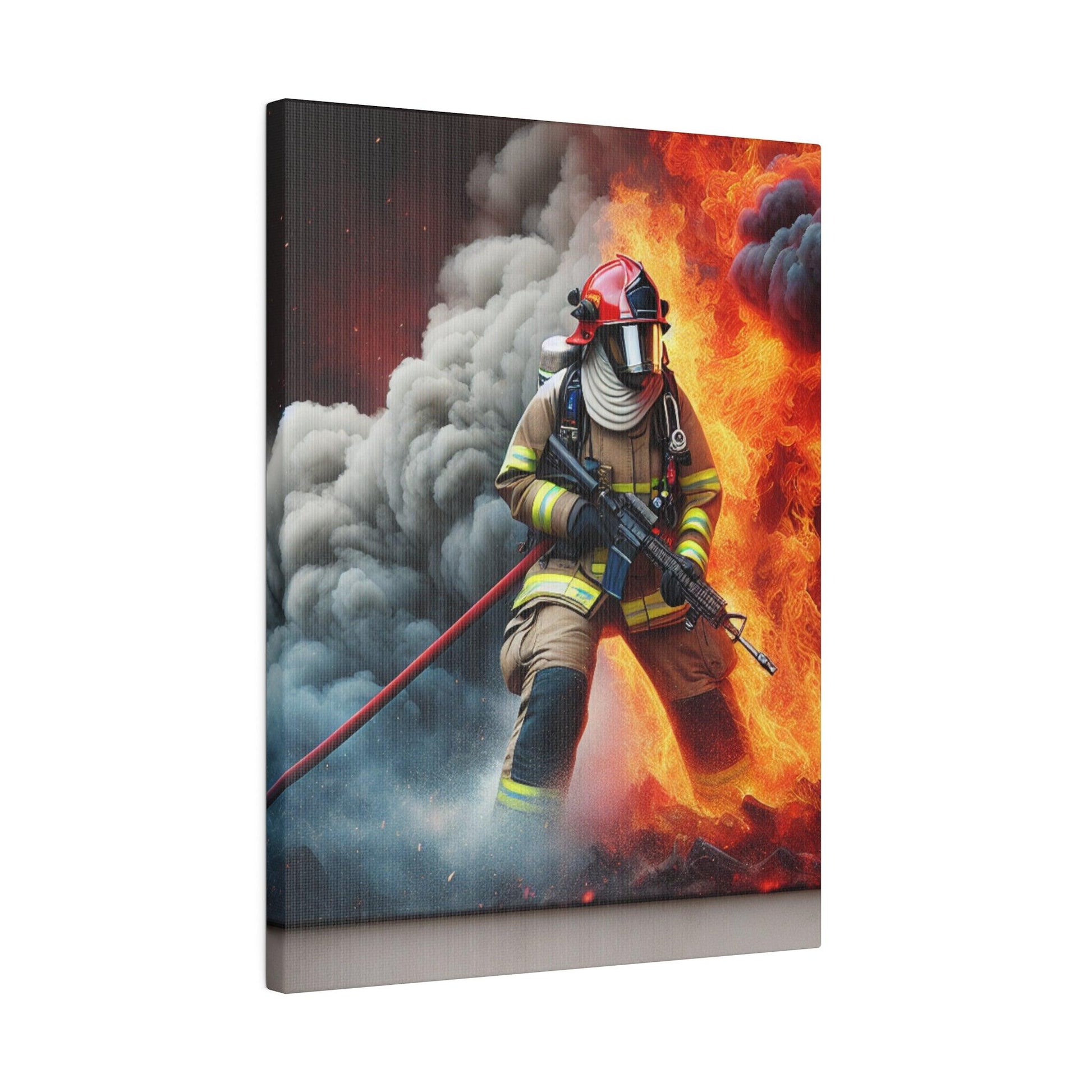 "Brave Embers: Firefighter Tribute Canvas Wall Art" - Canvas - The Alice Gallery