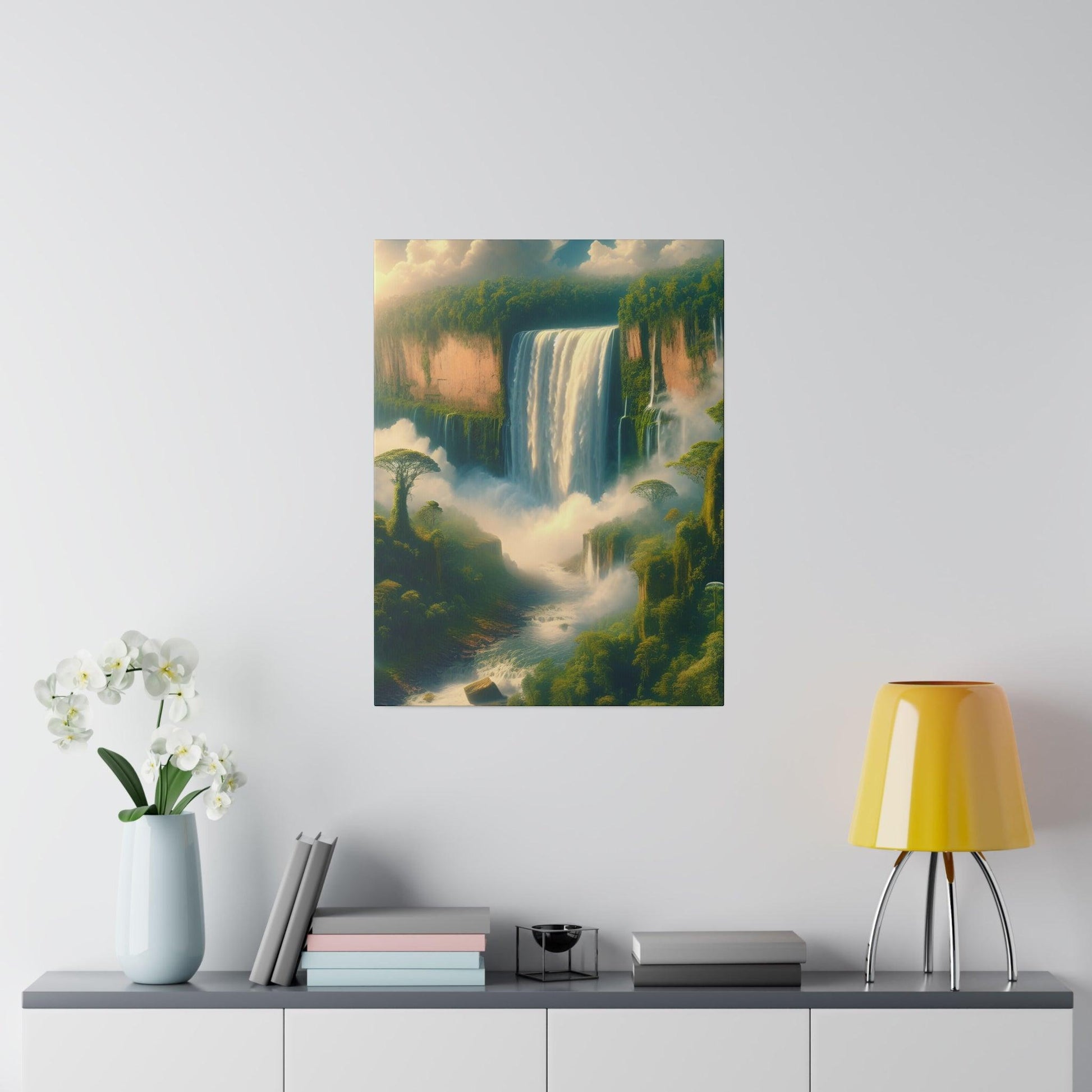 "Cascade Elegance: Waterfall Canvas Wall Art" - The Alice Gallery