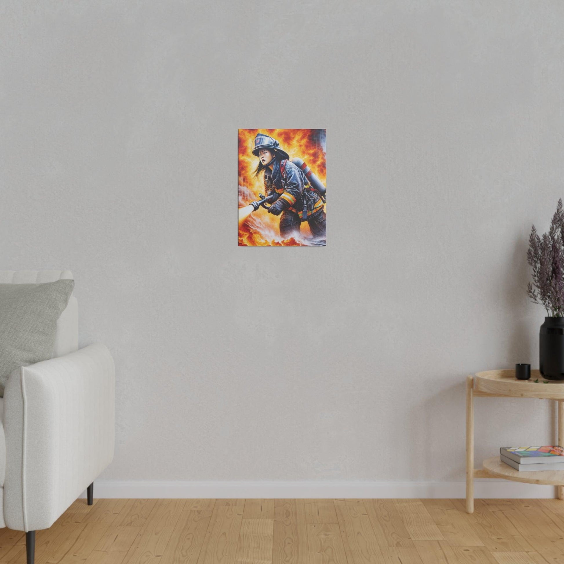 "Brave Blaze: Firefighter's Valor Canvas Wall Art" - Canvas - The Alice Gallery