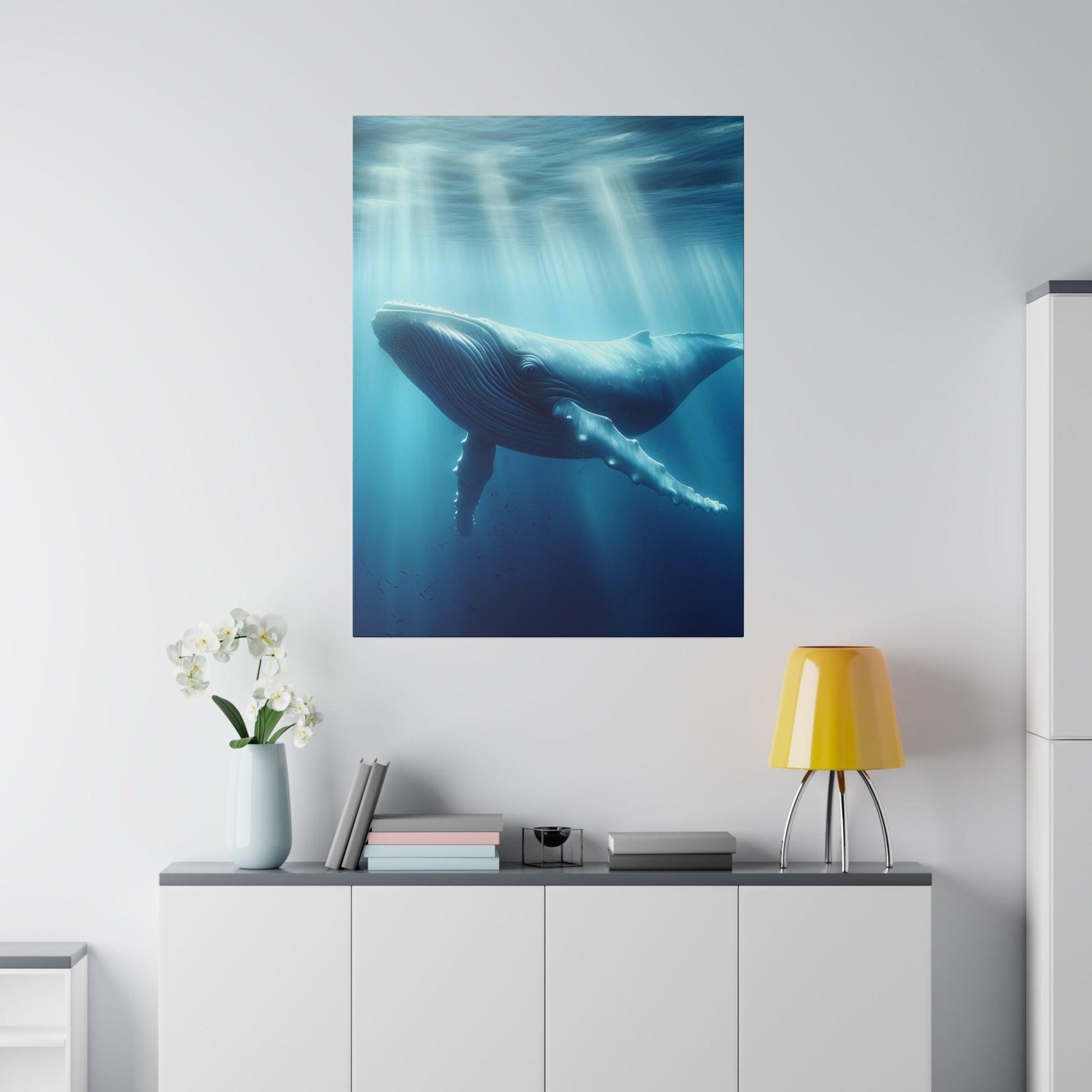 "Whale's Song: A Majestic Seascape Canvas Wall Art" - The Alice Gallery