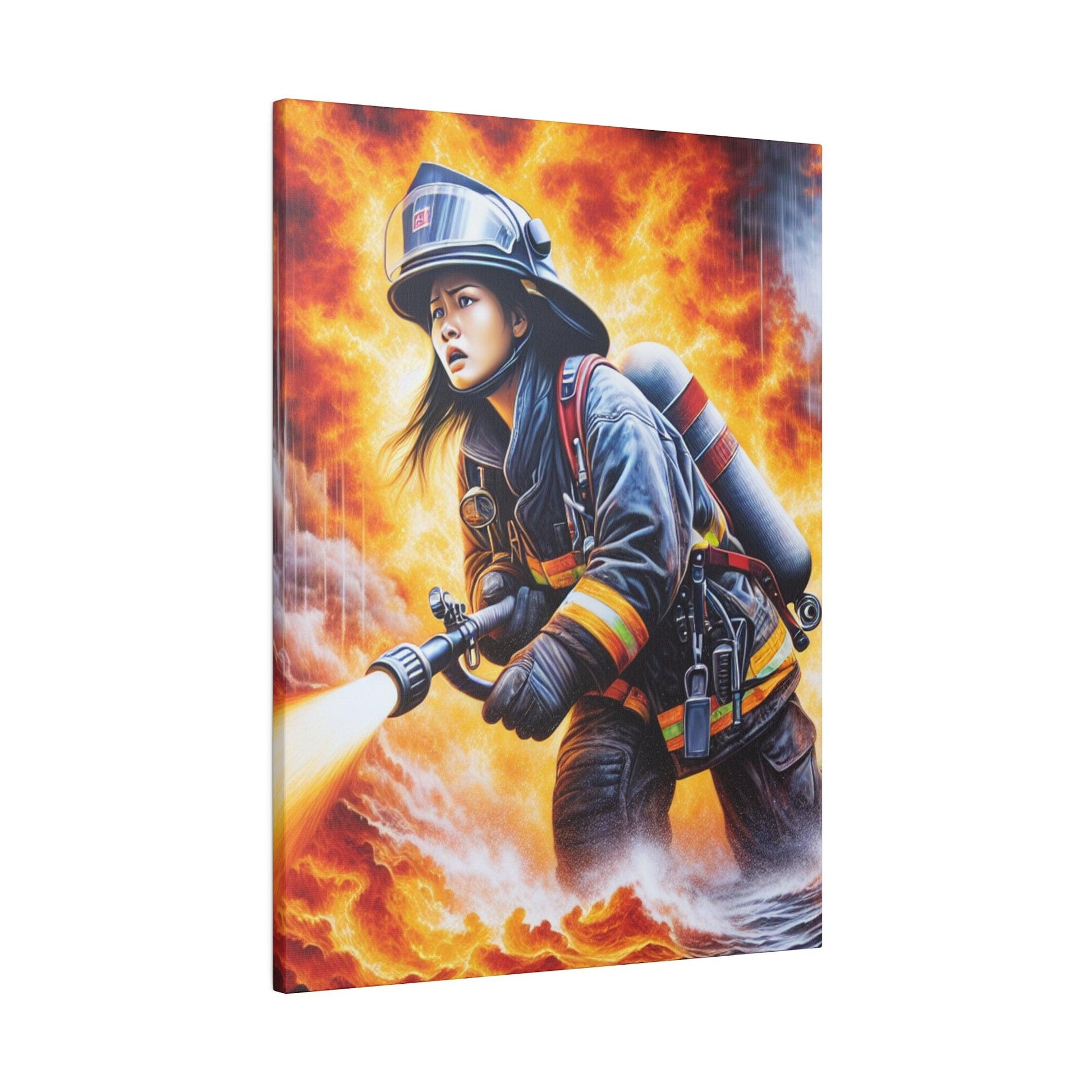 "Brave Blaze: Firefighter's Valor Canvas Wall Art" - Canvas - The Alice Gallery