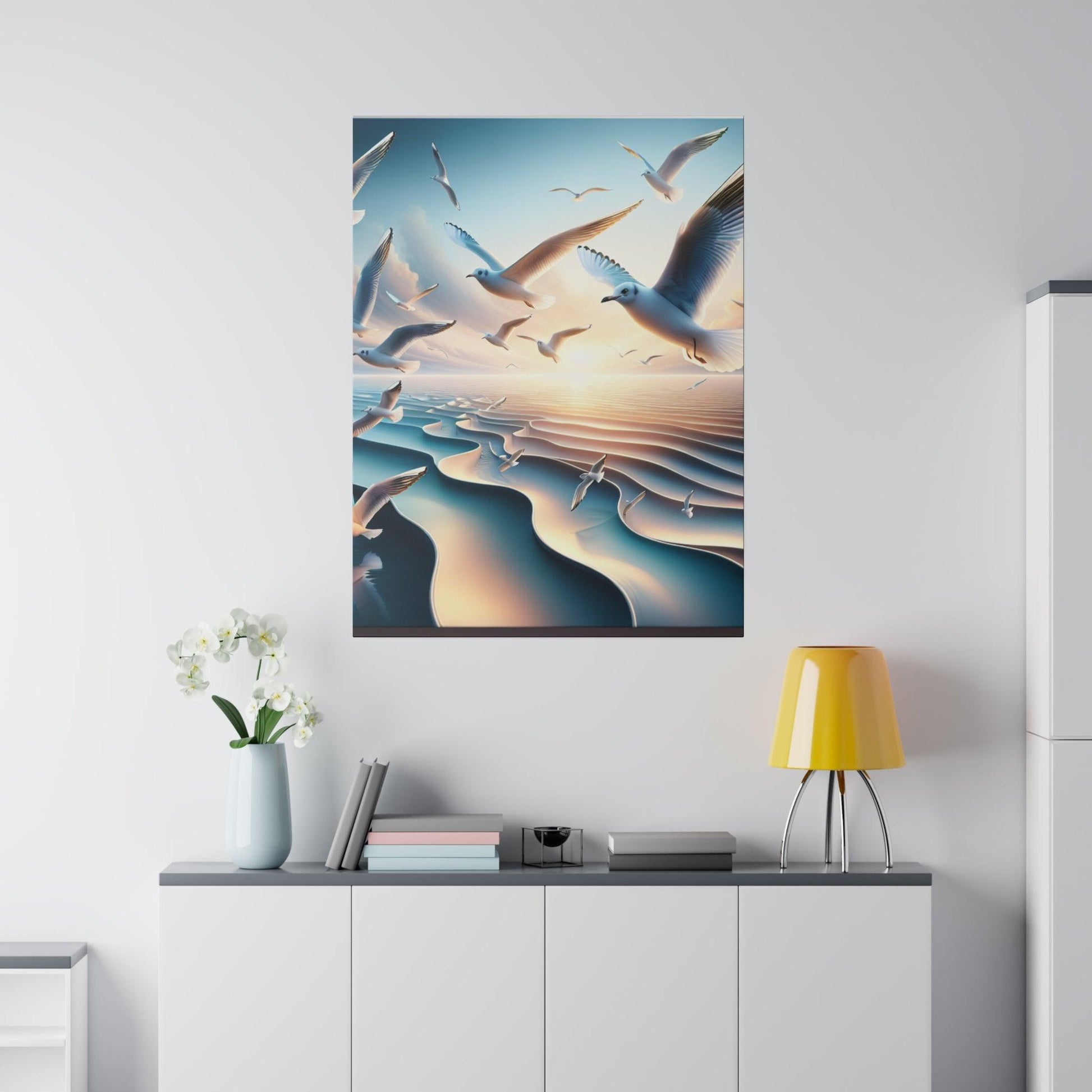 "Seagull Soiree: A Strokes of Nature Canvas Wall Art" - The Alice Gallery