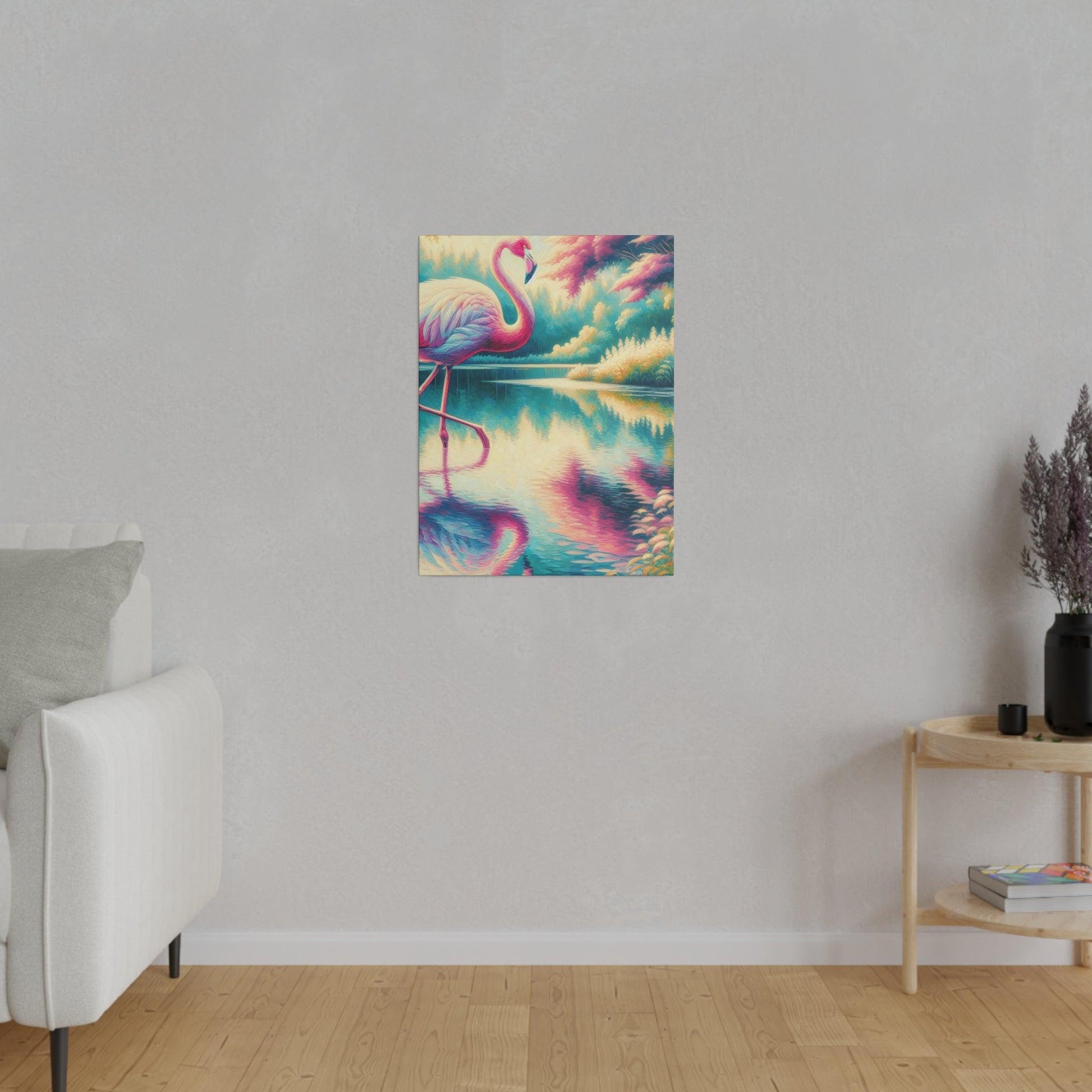 "Flamingo Elegance: Unraveled Canvas Wall Art" - The Alice Gallery