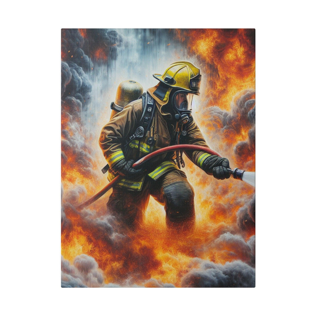 "Blaze Bravery: Firefighter's Valor Canvas Wall Art" - Canvas - The Alice Gallery