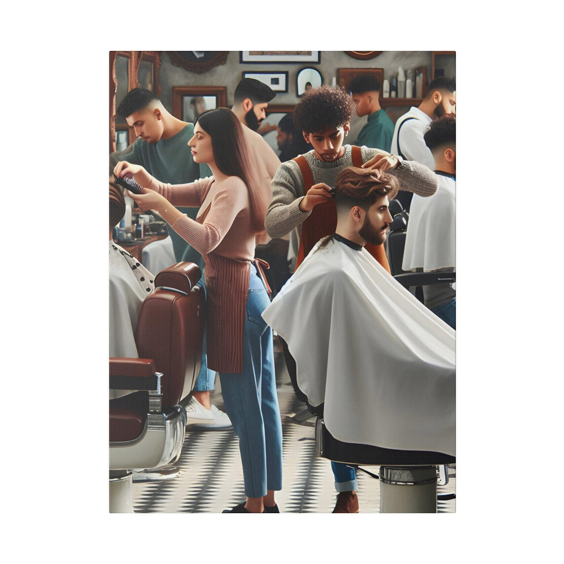 "Clip & Trim: Capturing the Soul of the Barber Shop Canvas Wall Art" - The Alice Gallery