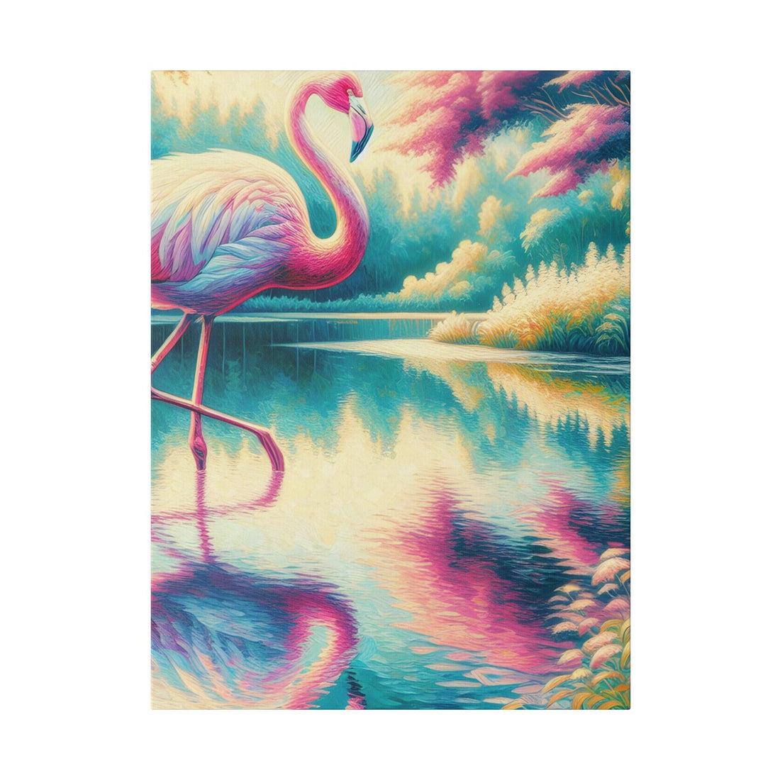 "Flamingo Elegance: Unraveled Canvas Wall Art" - The Alice Gallery