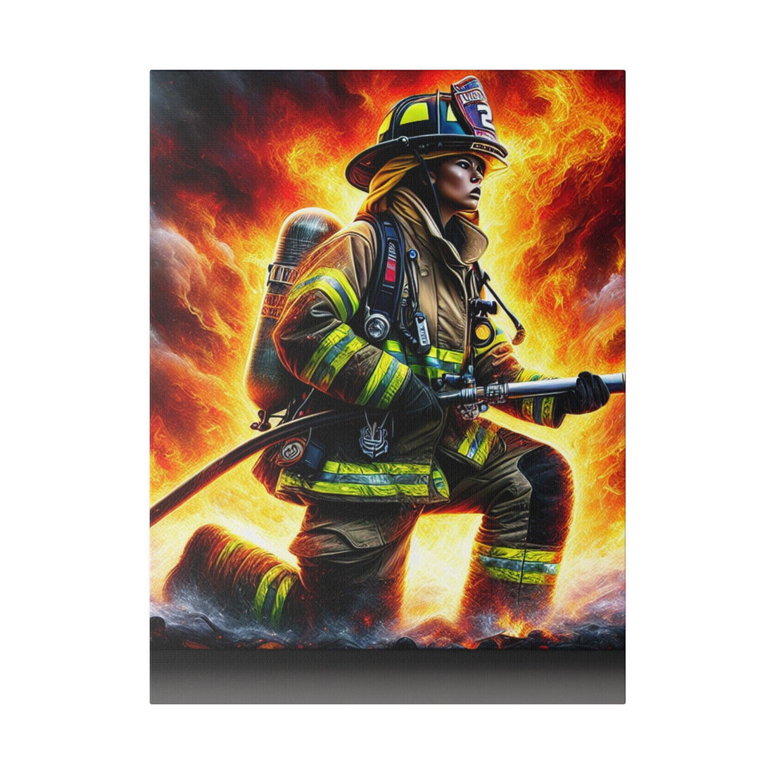 "Brave Embers: Firefighter's Valor Canvas Wall Art" - Canvas - The Alice Gallery