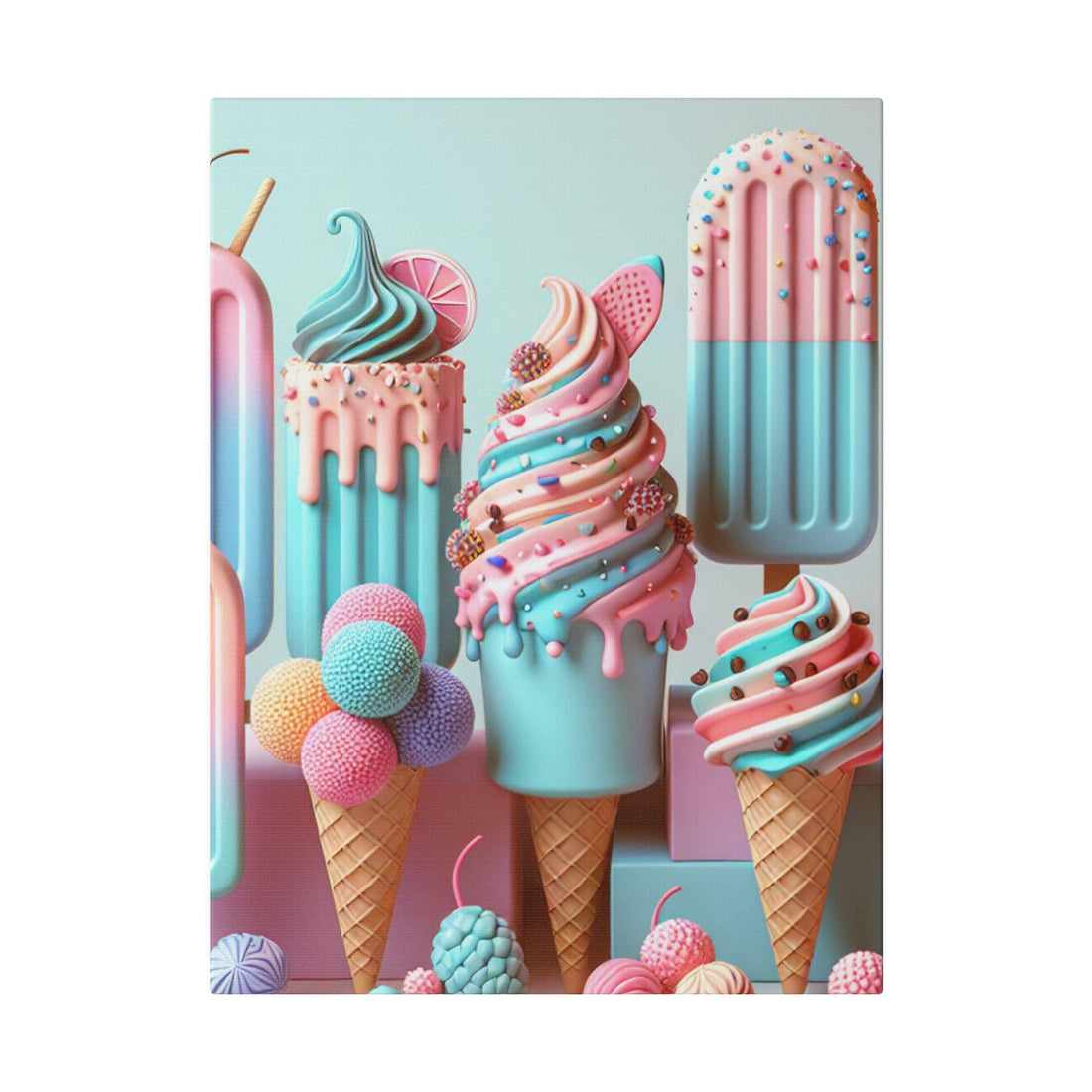 "Sweet Serenity: The Ice Cream Dreams Canvas Wall Art Collection" - The Alice Gallery