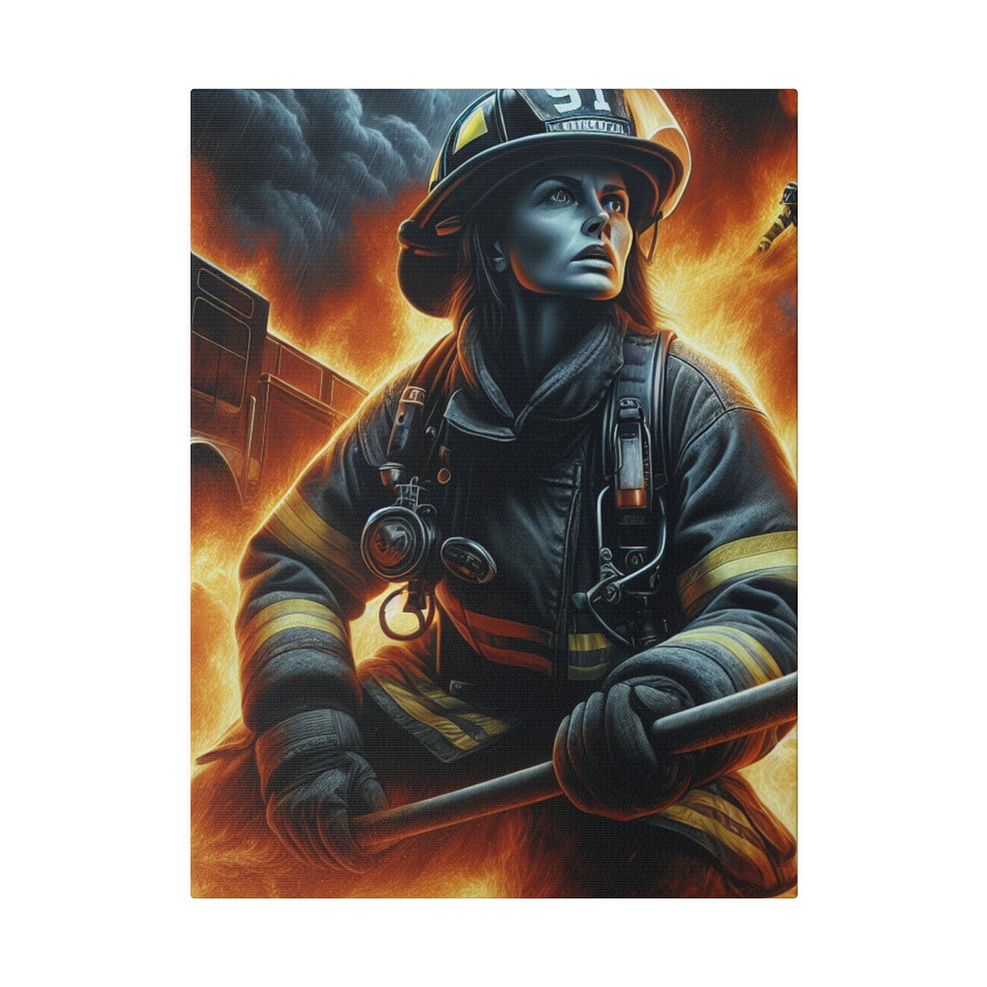 "Blaze Valor: Firefighter's Canvas Wall Art" - Canvas - The Alice Gallery