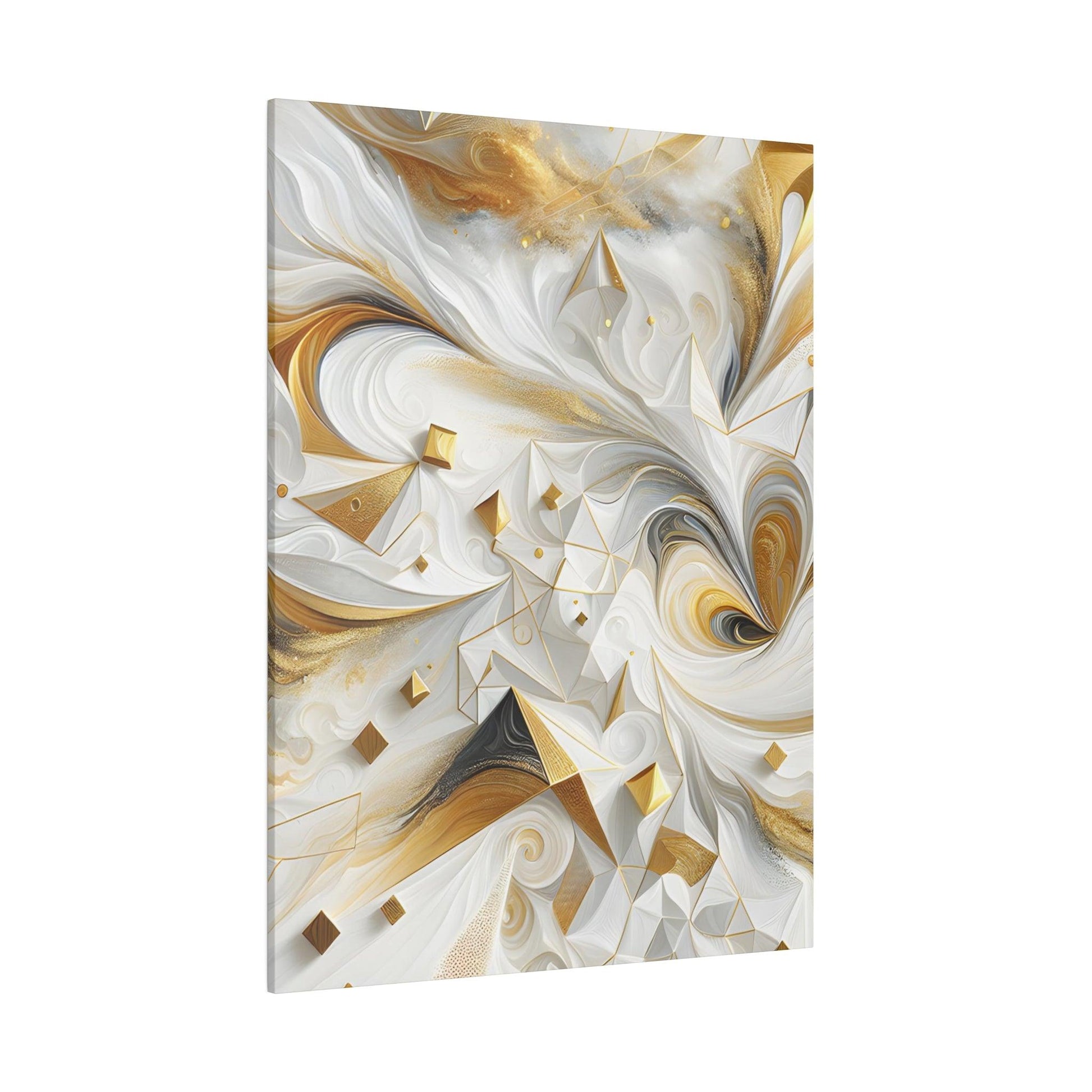"Golden Whispers on White - Canvas Wall Art" - The Alice Gallery